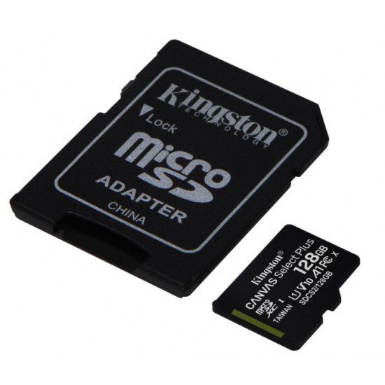 KINGSTON  128 GB CANVAS SELECT PLUS MICRO SDHC UHS-1 CLASS 10 100MB (SDCS2/128GB)